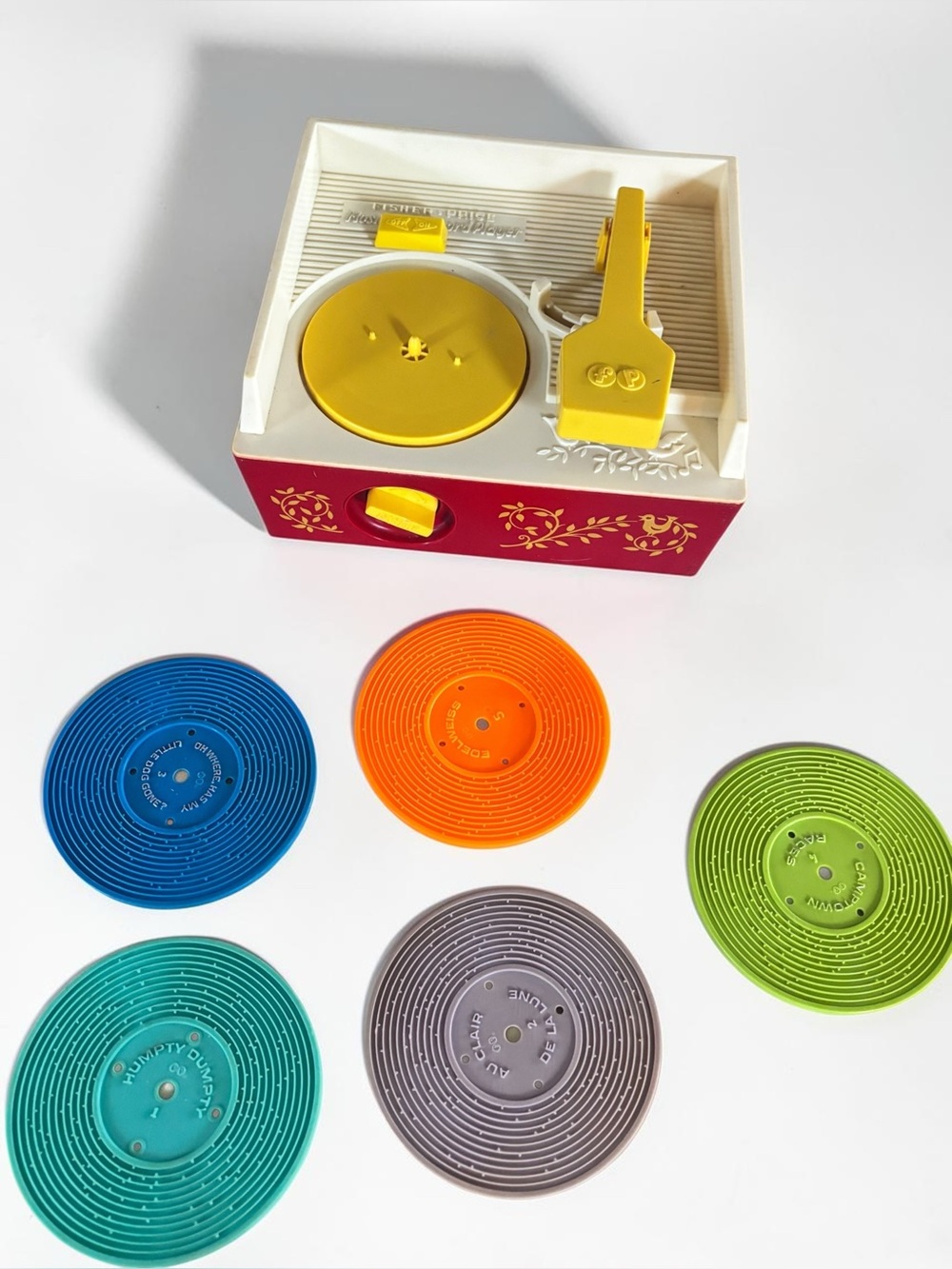 Vintage Fisher Price Music Box Record Player 5 Discs